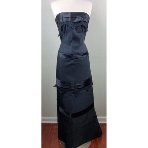 Claire Dratch Women's Strapless Satin Lace Trim Formal Dress Gown Black